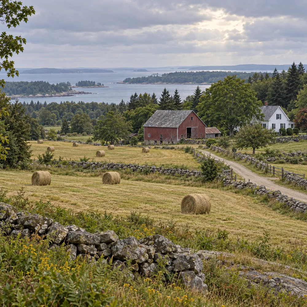 Stone walls and hay, August