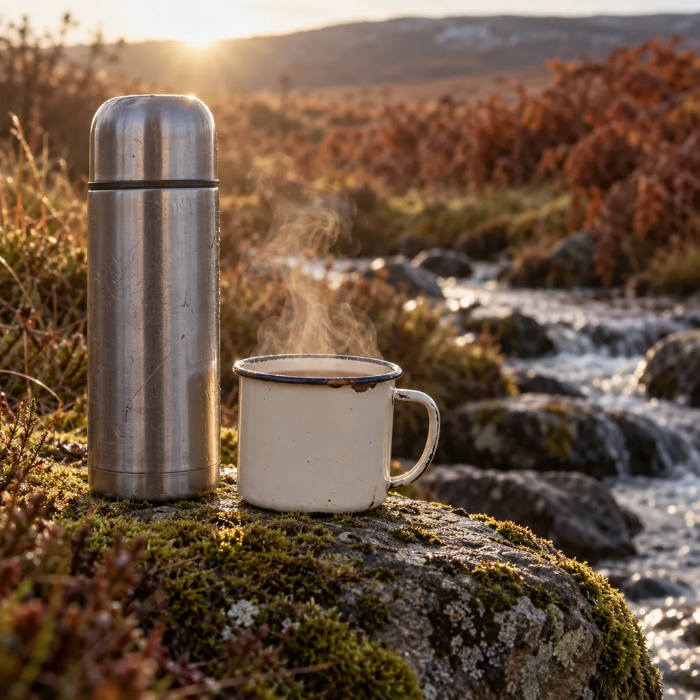 Steel Thermos & Enamel Mug